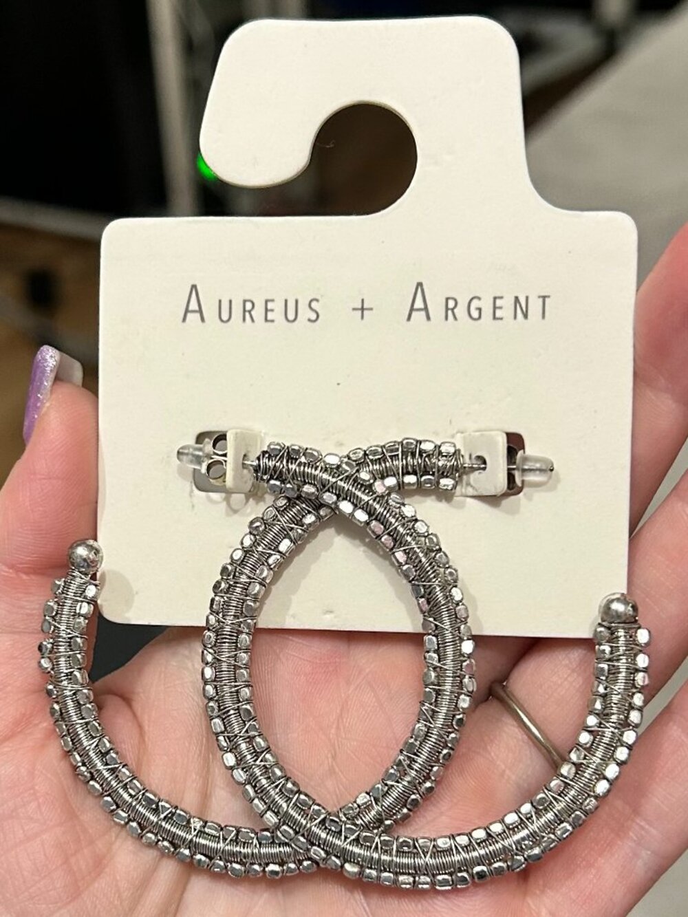 Aureus + Argent Banana Republic Wire Wrapped Bead Hoop Earrings NWT